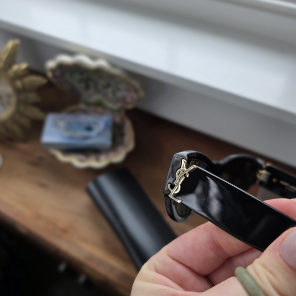 YSL Saint Laurent SL M94 Cat Eye Black & Gold Sunglasses - Picture 8 of 8